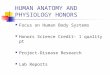 HUMAN ANATOMY AND PHYSIOLOGY HONORS Focus on Human Body Systems Honors Science Credit- 1 quality pt Project-Disease Research Lab Reports