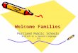 Welcome Families Portland Public Schools English as a Second Language ESL