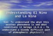 Understanding El Nino and La Nina Aim: To understand the what this weather phenomena is and what conditions it brings (A.K.A – To understand a bloody difficult