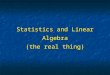 Statistics and Linear Algebra (the real thing). Vector A vector is a rectangular arrangement of number in several rows and one column. A vector is denoted