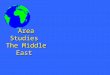 Area Studies The Middle East. Overview  Middle Eastern Overview  History of US Involvement  Military AOR  U.S. Interests  Arab-Israeli Conflict