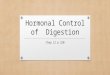 Hormonal Control of Digestion Chap 12 p 220. What are hormones?