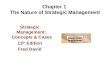 Chapter 1 The Nature of Strategic Management Strategic Management: Concepts & Cases 13 th Edition Fred David