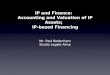 IP and Finance: Accounting and Valuation of IP Assets; IP-based Financing Mr. Paul Bodenham Studio Legale Alma