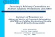 Secretary’s Advisory Committee on Human Subjects Protections (SACHRP) Summary of Responses on: Advanced Notice of Proposed Rulemaking (ANPRM) on Holding