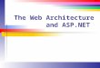 The Web Architecture and ASP.NET. Slide 2 Review of the Web (1) It began with HTTP and HTML, which delivers static Web pages to browsers which would render