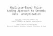 Haplotype-Based Noise- Adding Approach to Genomic Data Anonymization Yongan Zhao, Xiaofeng Wang and Haixu Tang School of Informatics and Computing, Indiana
