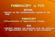 FUNDOSCOPY IN PIH RETINA Mirror to the cardiovascular system of the body FUNDOSCOPY Visualization of hypertensive changes PIH Retinal changes run parallel