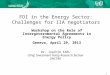 1 FDI in the Energy Sector: Challenges for IIA negotiators Dr. Joachim KARL Chief, Investment Policy Research Section UNCTAD Workshop on the Role of Intergovernmental