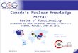 CANDU Owners Group Inc. “Strength Through Cooperation” 1 2005.06.20-23Nuclear Knowledge Portal Canada’s Nuclear Knowledge Portal: Review of Functionality