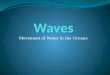 Movement of Water in the Oceans. What are Ocean Waves? Ocean Waves are the large scale movement of energy through water molecules. The wave energy moves
