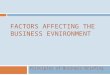 FACTORS AFFECTING THE BUSINESS EVNIRONMENT Principles of Business Briefing