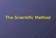 The Scientific Method. Scientific Method Scientific Method A series of logical steps to follow, including experimentation, in order to solve problems