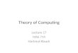 Theory of Computing Lecture 17 MAS 714 Hartmut Klauck