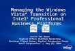 Managing the Windows Vista* Transition on Intel ® Professional Business Platforms Justin Van Buren Digital Office Platform Marketing Business Client Group,
