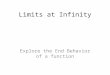 Limits at Infinity Explore the End Behavior of a function