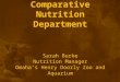 Comparative Nutrition Department Sarah Burke Nutrition Manager Omaha’s Henry Doorly Zoo and Aquarium