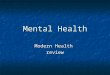 Mental Health Modern Health review. 100 200 300 400 500 Schizo phrenia Mood Disorders Anxiety Disorders Personality Disorders Eating Disorders & SIB