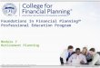 ©2012, College for Financial Planning, all rights reserved. Module 7 Retirement Planning Foundations In Financial Planning SM Professional Education Program