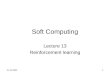 31.10.20051 Soft Computing Lecture 13 Reinforcement learning