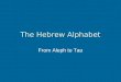 The Hebrew Alphabet From Aleph to Tau. Basics of Biblical Hebrew by Gary Patico & Miles Van Pelt