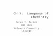 CH 7: Language of Chemistry Renee Y. Becker CHM 1025 Valencia Community College