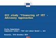 GIZ study “Financing of VET - Advisory Approaches Stefan Hummelsheim Competence Center « TVET and Labour Market », GIZ Brussels, 27th November 2014
