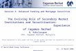 Session 4: Balanced Funding and Mortgage Securities The Evolving Role of Secondary Market Institutions and Securitisation: Experience of Cagamas Berhad