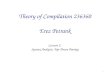 Theory of Compilation 236360 Erez Petrank Lecture 2: Syntax Analysis, Top-Down Parsing 1