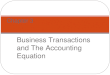 Business Transactions and The Accounting Equation Chapter 3