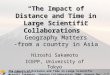 The Impact of Distance and Time in Large Scientific Collaborations Hiroshi Sakamoto, Shaping Collaboration 2006, Geneva Dec. 11th 1/19 “The Impact of Distance