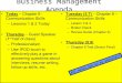 Business Management Agenda Today – Chapter 9 - Communication Skills –Lessons 1 & 2 Today Thursday – Guest Speaker (1 st half of class) –Professionalism