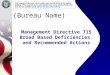 1 Management Directive 715 Broad Based Deficiencies and Recommended Actions (Bureau Name) This template is for your use to create your bureau State of