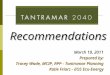 Recommendations March 19, 2011 Prepared by: Tracey Wade, MCIP, RPP - Tantramar Planning Katie Friars - EOS Eco-Energy