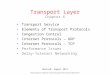 Transport Layer Chapter 6 CN5E by Tanenbaum & Wetherall, © Pearson Education-Prentice Hall and D. Wetherall, 2011 Transport Service Elements of Transport