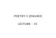 POETRY-1 (ENG403) LECTURE – 15. THE PURITAN AGE JOHN MILTON