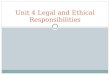 Unit 4 Legal and Ethical Responsibilities. 4:1 Legal Responsibilities Copyright © 2004 by Thomson Delmar Learning. ALL RIGHTS RESERVED. 2 Introduction