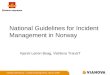 VIKING Workshop – Incident Management, March 2006 National Guidelines for Incident Management in Norway Kjersti Leiren Boag, ViaNova TransIT