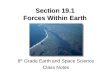 Section 19.1 Forces Within Earth 8 th Grade Earth and Space Science Class Notes