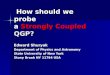 How should we probe a Strongly Coupled QGP? How should we probe a Strongly Coupled QGP? Edward Shuryak Department of Physics and Astronomy State University