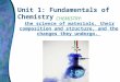 Unit 1: Fundamentals of Chemistry CHEMISTRY: the science of materials, their composition and structure, and the changes they undergo