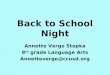 Back to School Night Annette Verge Stopka 8 th grade Language Arts Annetteverge@ccusd.org