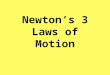 Newton’s 3 Laws of Motion. Newton’s first Law The Law of Inertia An object Stays in the state of rest or motion unless acted on by another force
