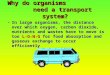 Why do organisms need a transport system? In large organisms, the distance over which oxygen, carbon dioxide, nutrients and wastes have to move is too
