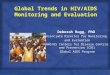 Global Trends in HIV/AIDS Monitoring and Evaluation Deborah Rugg, PhD Associate Director for Monitoring and Evaluation HHS/US Centers for Disease Control