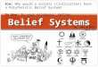 Belief Systems Aim: Why would a society (civilization) have a Polytheistic Belief System? Do Now: In your notebooks, Define; Polytheism Mr. Ott @ BETA