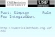 Numerical Methods Part: Simpson Rule For Integration. 