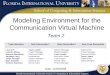 Modeling Environment for the Communication Virtual Machine Team 2 Date: 12/03/2008 Team MembersRole Deliverable 1Role Deliverable 2Role Final Deliverable