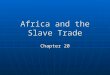 Africa and the Slave Trade Chapter 20. Impact of Slave Trade in Africa Diaspora - any group that has been dispersed outside its traditional homeland,