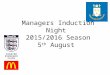 Managers Induction Night 2015/2016 Season 5 th August